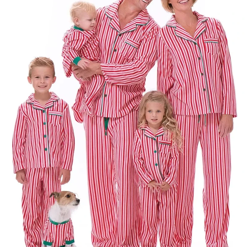 CHINEE Solid Color Kids Bamboo Cotton Satin Pjs Pijamas Pyjamas Pajamas Mommy and Me Pet Family Matching Set for Christmas