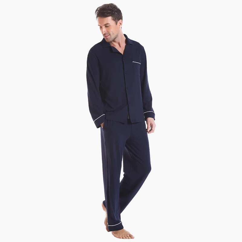 CHINEE Solid Men's Sleepwear Button Down Pajamas Set Man Loungewear Pyjama Man Premium Pajamas Manufacturer