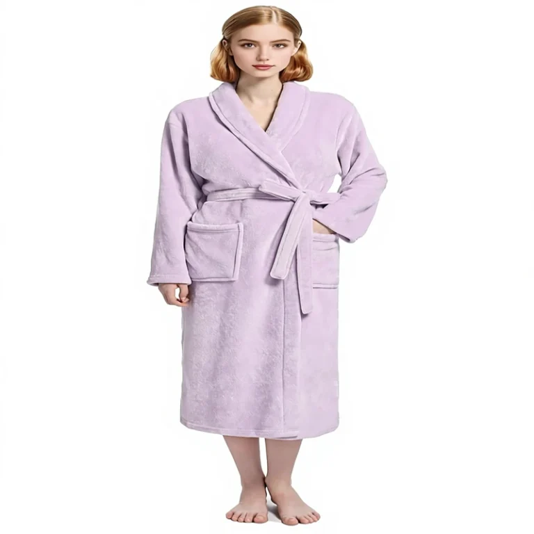 CHINEE-Solid-Plush-Soft-Fleece-Womens-Bathrobe-Premium-Cozy-Warm-Shawl-Collar-Robe