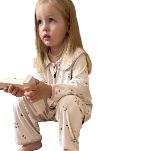 CHINEE Spring Autumn Toddler Kids Children Custom Floral Cotton Two Piece Pajamas Sleepwear Homewear Baby Pajamas