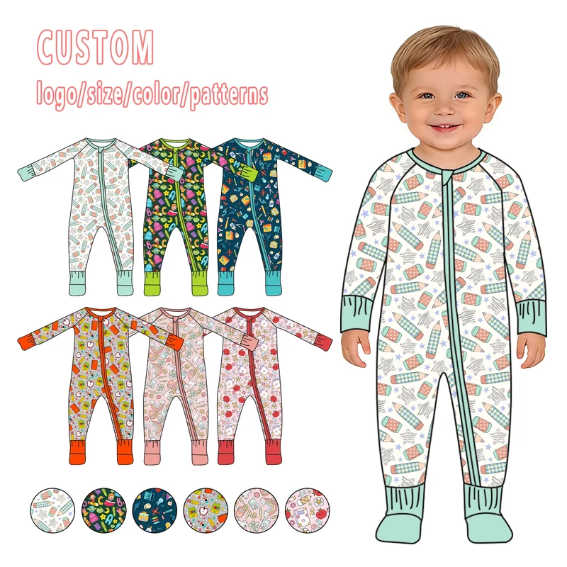 CHINEE Spring Bamboo Fiber Infant Girls Bamboo Sleeper Newborn Baby YKK Zipper Romper Toddler Boy Bamboo Pajamas for Kids