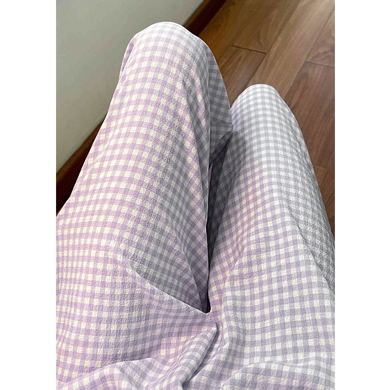 CHINEE Spring Ladies Pajama Pants Casual Loose Purple Plaid Pajama Pants custom Pajama Pants plain Pajama Pants