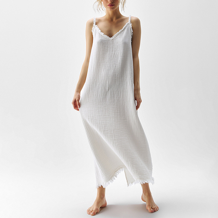 CHINEE Spring Loungewear Eco friendly 100% Organic Cotton Nightdress Sleeveless Women's Sleepwear