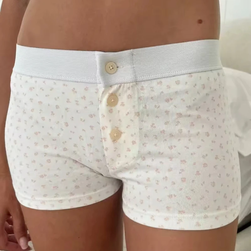 CHINEE Star Shorts Print Buttons Comfortable Casual Low Waist Pajama Pants Cute Women's Sleeping Shorts Pajama