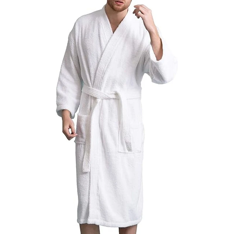 CHINEE Styles Men's Deluxe Terry Cloth Turkish Cotton Bathrobe Luxury Plus Size Robe with Customized Logo Name Logo with Belt