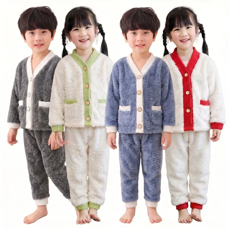 CHINEE Suit Winter New Baby Padded Thickened Boys Home Wear Girls Pajamas Warm Children's Clothing