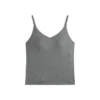 CHINEE Summer Bamboo Casual Knitted Smooth Women's V-neck Sleeveless Pajama Tank Top with Breast Pad