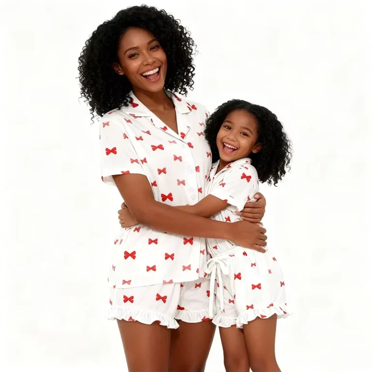 CHINEE-Summer-Boutique-Mom-and-Me-Matching-Outfits-Set-Mommie-and-Me-Sweet-Bamboo-Pajamas-Floral-Clothing-Set