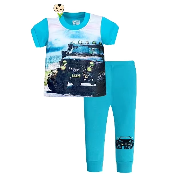 CHINEE Summer Children's 2-Piece Unisex Pajama Sets 100% Cotton Print Sleepwear 07