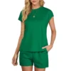 CHINEE Summer Clothes Women's Sets Short Sleeve O Neck T Shirt and Shorts Set Blank Loungewear 100% Cotton 2 Piece Set Women
