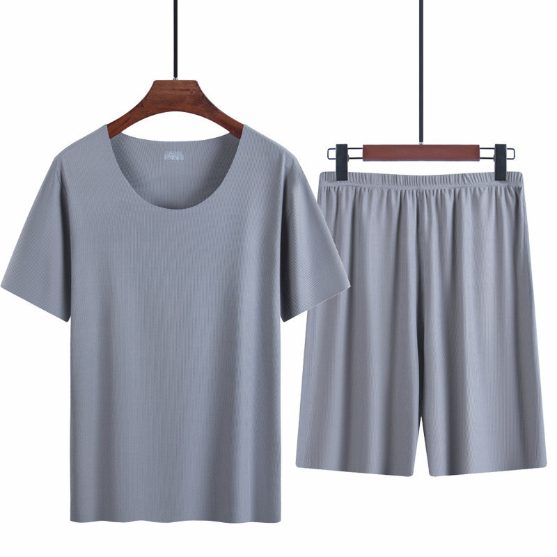 CHINEE Summer Ice Silk Pajamas Suit Men's Loungewear Modal Seamless Men's Short Set