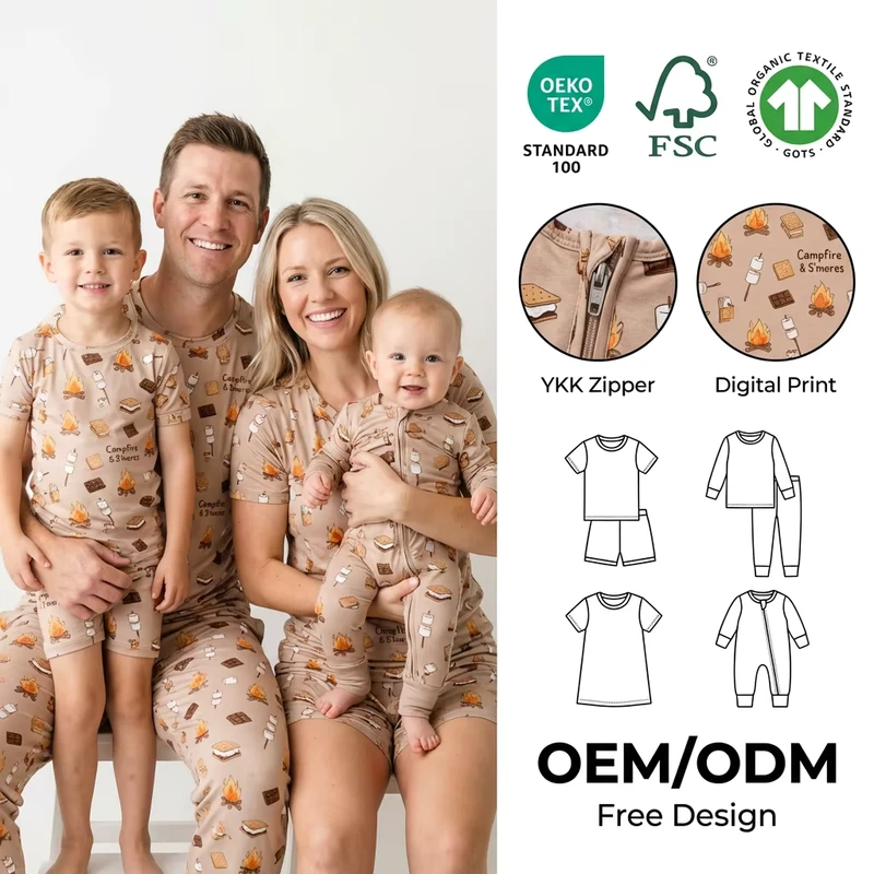 CHINEE Summer LENZING Tencel Fabric Family Pajamas Matching Set Oeko tex Certified Tencel Pajamas