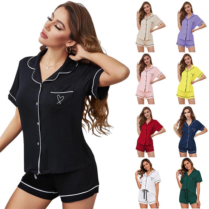 CHINEE Summer Ladies Sleepwear Set 2 Piece Pajama Sets Women Cotton Pajamas for Women Set