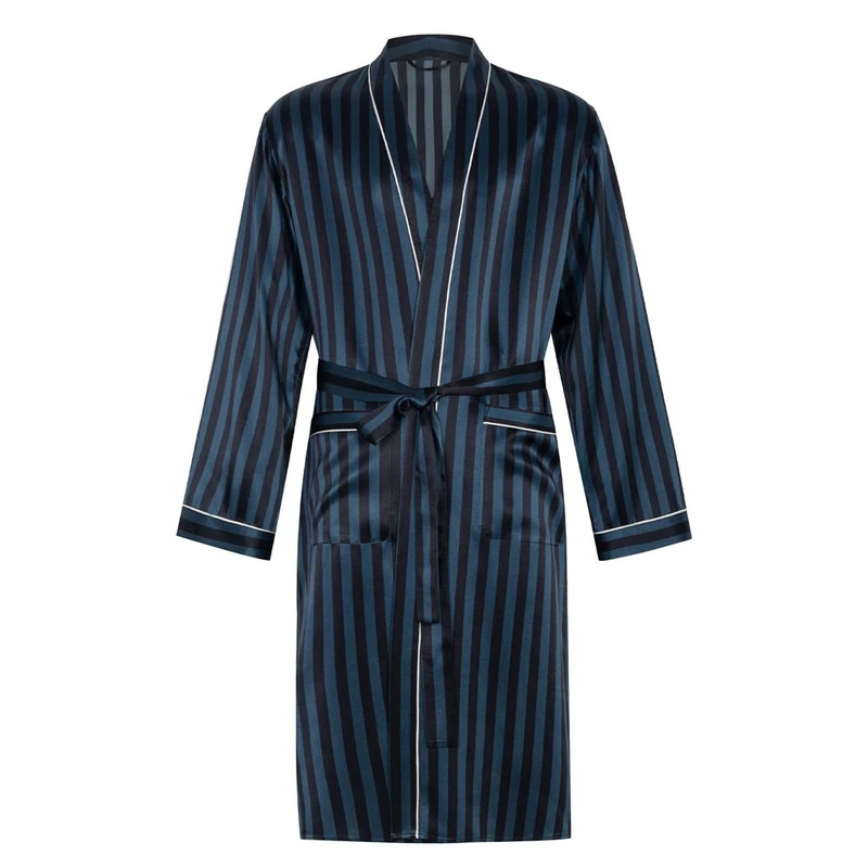 CHINEE Summer Long Sleeve Bride Customized 100% Silk Satin Sleep Lounge Robes Breathable Quick Dry 220g Unisex Men's Sleepwear