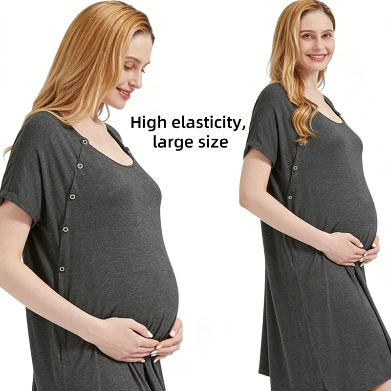 CHINEE Summer Nursing Dress Breastfeeding Clothes Pregnancy Dress Women Nursing Nightdress Maternity Hospital Nightgown