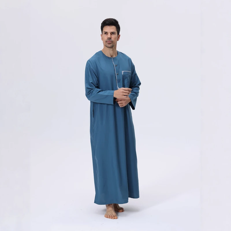 CHINEE Summer ODM Men's Moroccan Robe Men Thobe Button Pocket Thawb Jalabiya for Winter Foreign Trade Stock for