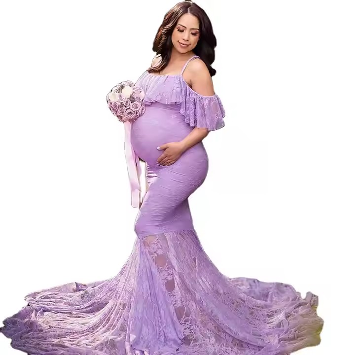CHINEE Summer Sexy Long Bodycon Nightdress Dresses Maternity Dress Photoshoot Nursing Nightdress Maternity Breastfeeding