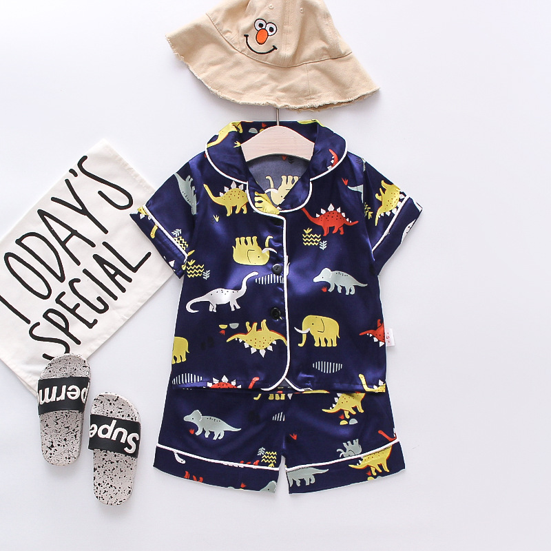 CHINEE Summer Short Sleeve Pajamas for Kids Soft and Comfortable Indoor Home Wear Toddler Boys Sleepwear for Boys and Girls