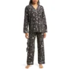 CHINEE Summer Thermal Printed Polyester Cotton Satin Women's Sleepwear Shirts Tops Pajama Sets Elastic Waist Breathable