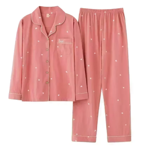 CHINEE Summer Women's Cotton Pajamas Button Tops Trousers Set Elastic Waist Front Breathable Quick Dry Satin Sleepwear