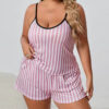 CHINEE Summer Women's Large size Pajamas Set Loose 5XL Tank Top and Shorts Lady Soft Printed Big sized Sleepwear Camisole Sexy Nighty
