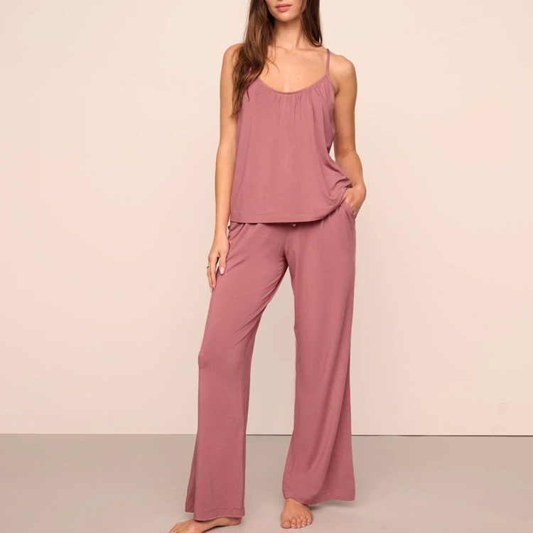 CHINEE Summer Women's Two Piece Pajama Set Modal Cami and Pant PJ Set Organic Jersey Sleep Set