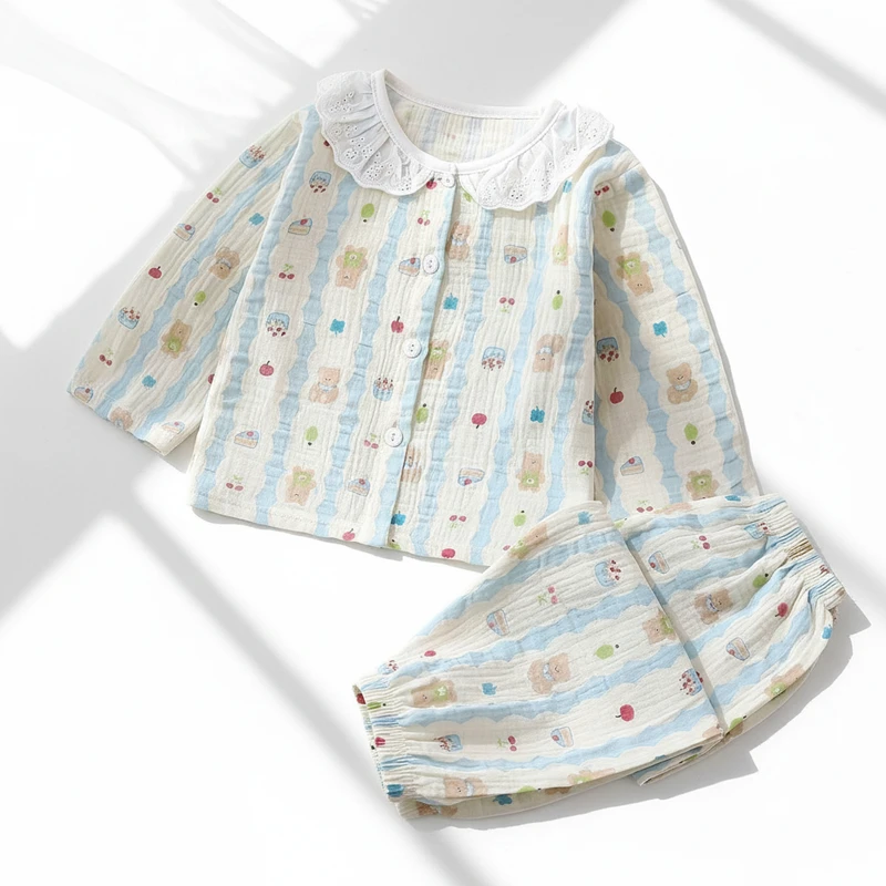 CHINEE Summer Woven Casual Button-Front Women's Nightgowns Soft & Breathable Polyester/Cotton Long Sleeves Customizable
