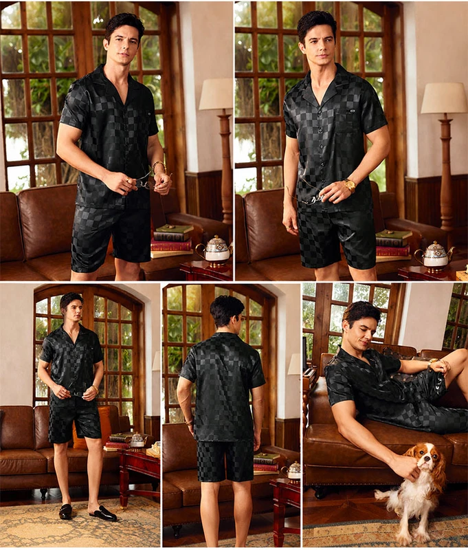 CHINEE Super Popular V neck Home & Outdoor Plaid Two piece Pyjamas Pajamas Man