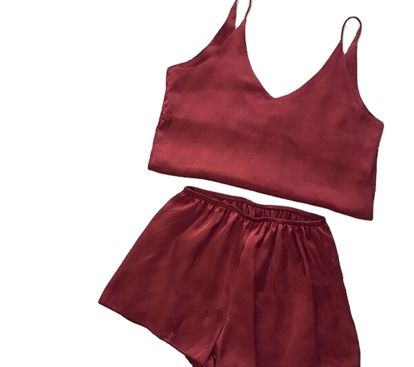 CHINEE-Super-Soft-Pure-Silk-Camisoles-Short-Pajamas-Set
