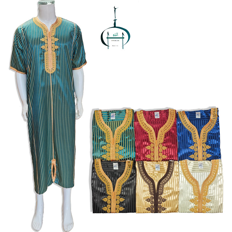 CHINEE TR Shiny Handmade Men's Moroccan Thobe Traditional Long Robe for Men