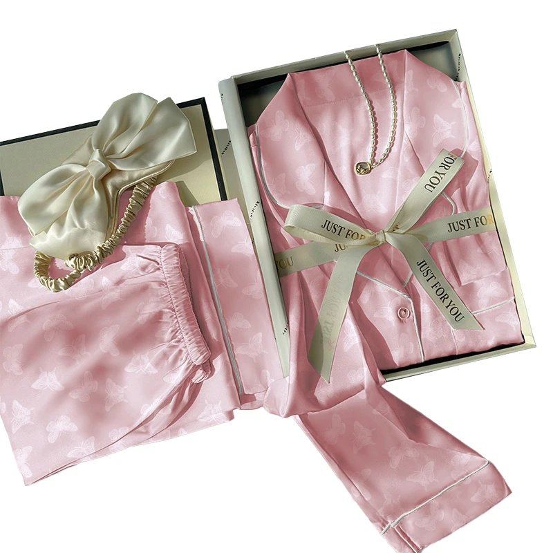 CHINEE Temperament Senior Sense of Sweet French Cool Sense of Pajamas Long sleeved Long Pants Loungewear