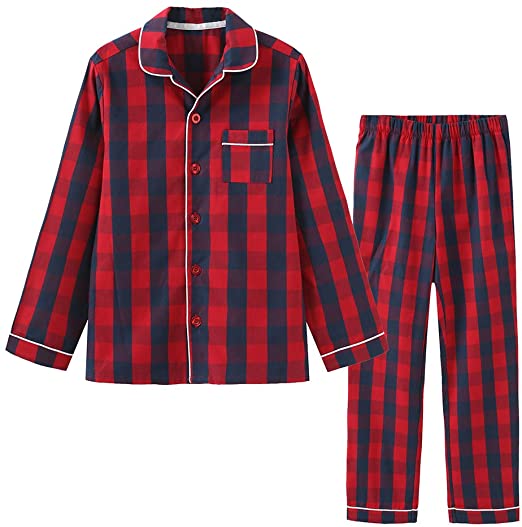 CHINEE Toddle Kids Girls Boys 100% Cotton Flannel Breathable Long Sleeve Pajama Set Pajamas for Kids (Size 2 Toddler 14 Years)