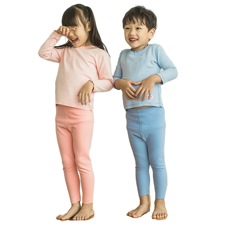 CHINEE Toddler 2 Pieces Girls Sleepwears Striped Top Stitching Patched Detail Kids Pajamas Cotton Bamboo PJs Set