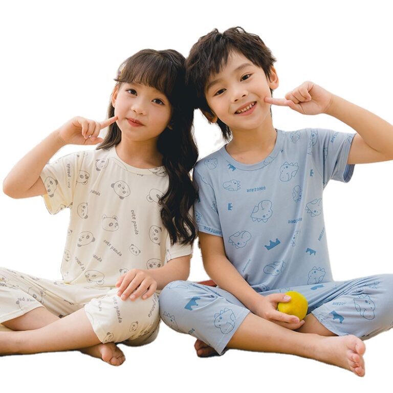 CHINEE-Toddler-Baby-Girls-Denim-Casual-Cute-Bear-Animal-Print-Summer-Pajamas-Sleepwear-Short-Sets-Clothes