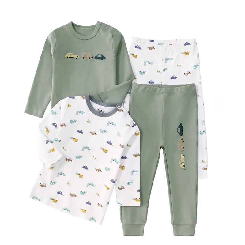 CHINEE Toddler Boy Clothes Baby Pattern Printed Kids Pajamas 2 Set Long Sleeve T Shirt and Long Pant