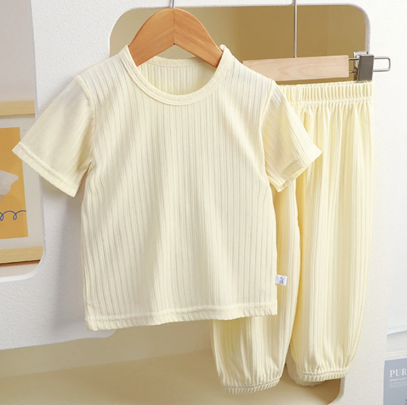 CHINEE Toddler Boys Girls Casual Cartoon Soft Shell 2 Piece Pajama Set for Kids Spring Autumn Summer Short Sleeve Long Pants Sleepwear
