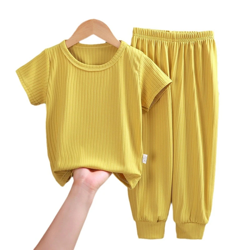 CHINEE Toddler Boys Girls Clothing Sets 2 Piece Kids Pajama Set Spring Autumn Short Sleeve Long Pants Kids Sleepwear