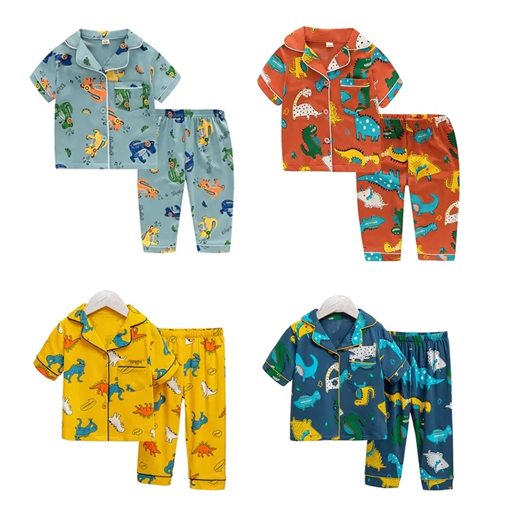 CHINEE Toddler Boys Pajamas Cotton Summer Pjs for Boy Jammies Dinosaur Sleepwear Short Sets