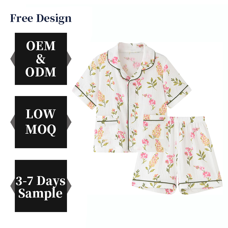 CHINEE Toddler Button up Pajamas Customized Autumn Spring Soft Kids Sleepwear High Quality 100% Cotton Pajamas for Girls Boys