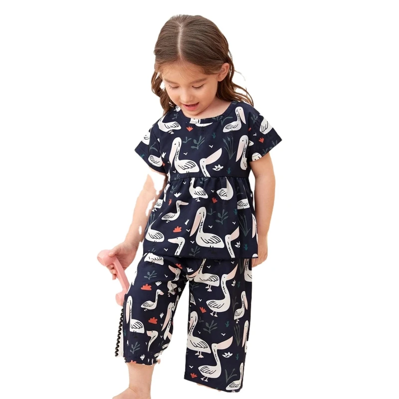 CHINEE Toddler Girl Sleepwear Custom High Quality Summer Bamboo Cartoon Kids Cotton Pajama Sets
