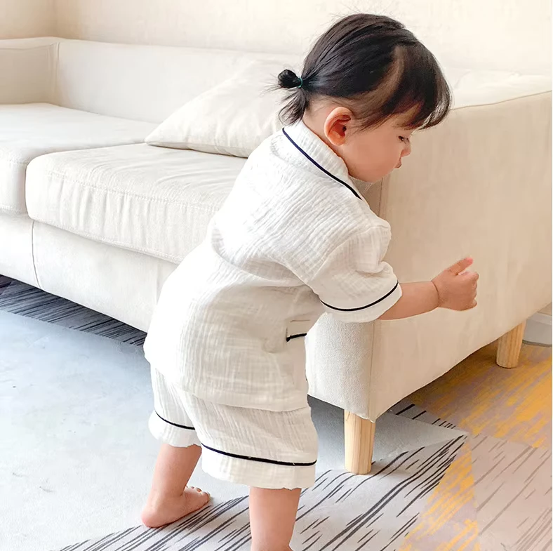 CHINEE Toddler Girls Summer Pajama Set 100% Cotton Baby Sleepwear Kids Short Sleeve Jammies Little Baby Boy Pjs