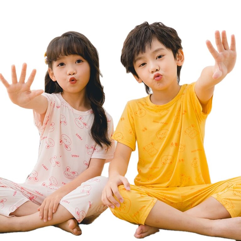 CHINEE-Toddler-Kids-Girls-Boys-Casual-Animal-Print-Sleepwear-Pajamas-Short-Sleeve-Soft-Cool-Summer-Viscose-2-Piece-Set