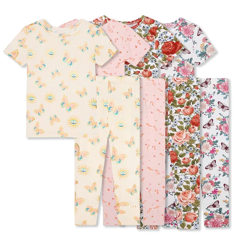 CHINEE Toddler Pajamas Organic Toddler Girls Sleepwear Sustainable Printed Bamboo Kids Pjs Pajamas Baby Custom Eco Friendly Baby Pyamas