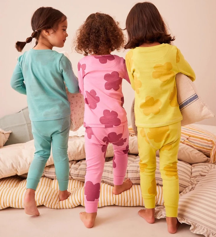 CHINEE Toddler Pajamas for Girls 2 Pieces Children Sets Flower Printed Sleepwear Kids Clothing Set