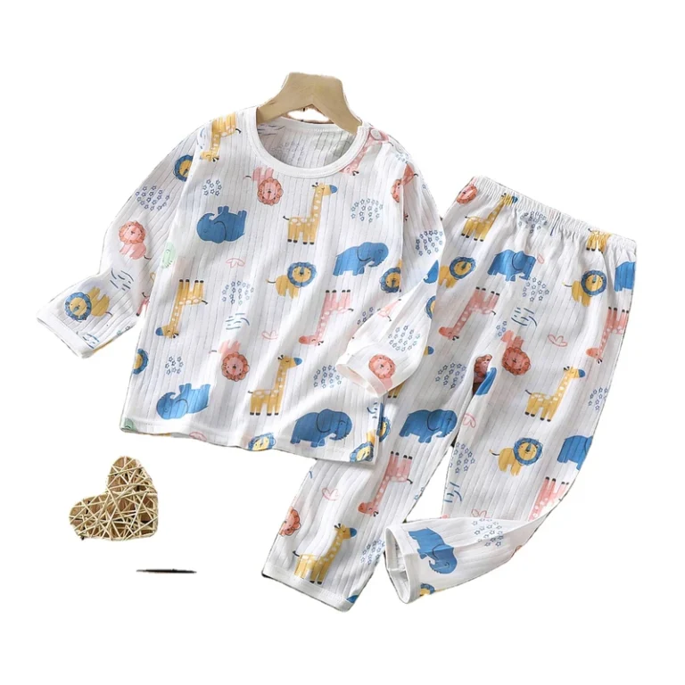 CHINEE-Toddler-Winter-100-Cotton-Waffle-Fabric-Soft-Breathable-Long-Sleeve-Pajama-Set-Animal-Pattern-Sleepwear-Homewear-for-Girls-Boys