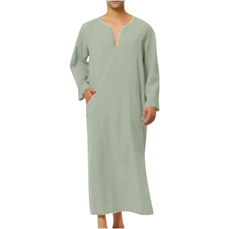 CHINEE Top Sale Islamic Cotton Men Thobe Arab Jubba Arabian Dress Long Sleeve Quick Dry Breathable Ankle Length New Style