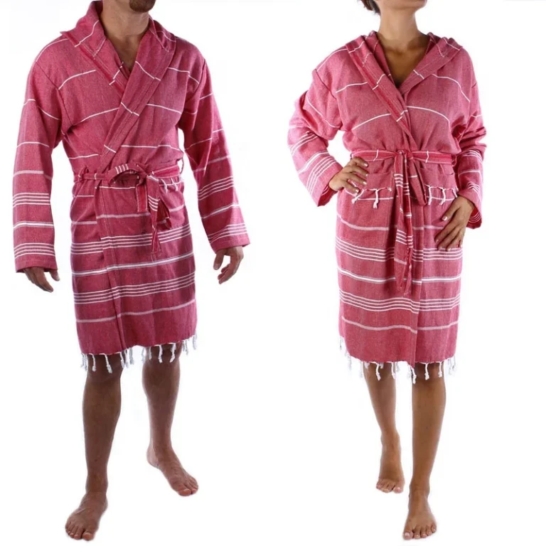 CHINEE Turkish Unisex Casual Luxury Woven Pestemal Bathrobe 100% Cotton Hooded Striped Pattern Plus Size Elegant Quick Dry Breathable