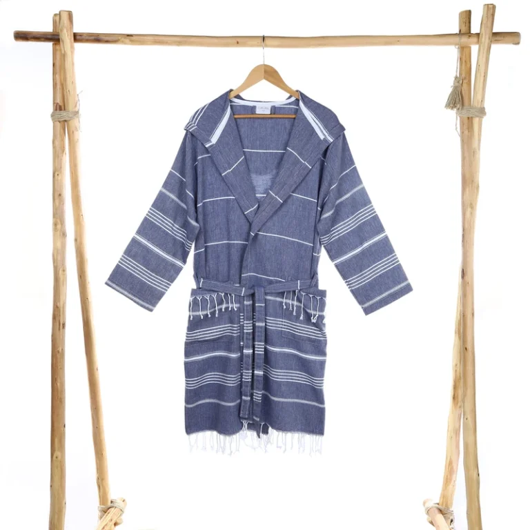 CHINEE Turkish Unisex Casual Luxury Woven Pestemal Bathrobe 100% Cotton Hooded Striped Pattern Plus Size Elegant Quick Dry Breathable