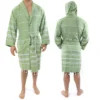 CHINEE Turkish Unisex Casual Luxury Woven Pestemal Bathrobe 100% Cotton Hooded Striped Plus Size Elegant Quick Dry Breathable