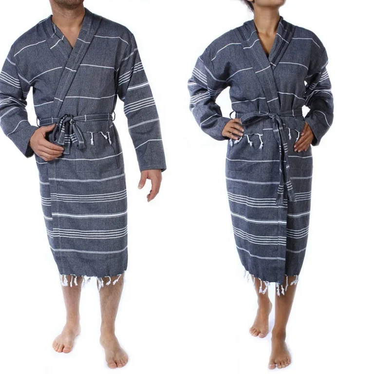 CHINEE Turkish Unisex Casual Luxury Woven Pestemal Robe 100% Cotton Hooded Striped Plus Size Elegant Quick Dry Breathable